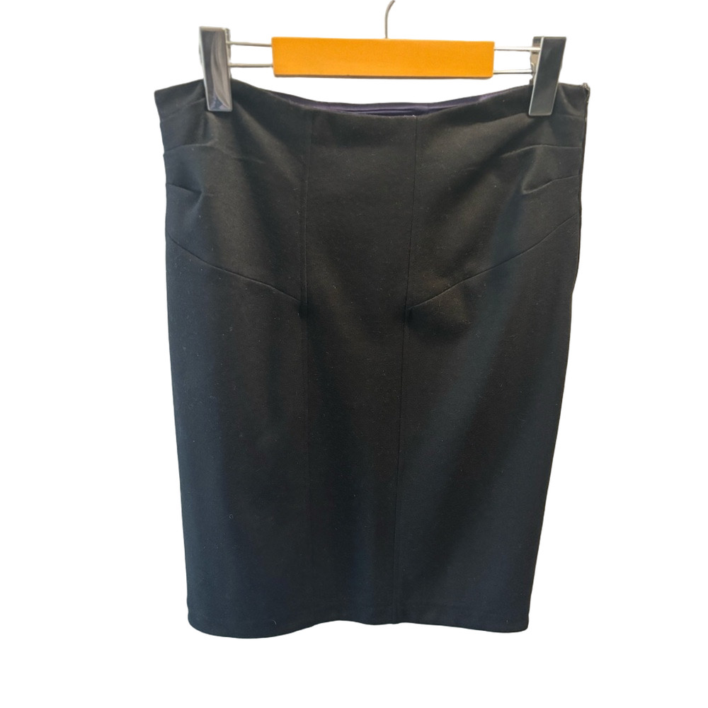 Diane Von Furstenberg Wool Blend Black Knee-Length Pencil Skirt 10 Side Zipper